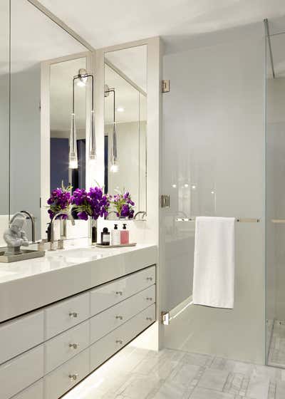  French Modern Bathroom. 200 Amsterdam Model Residence by Bennett Leifer Interiors.