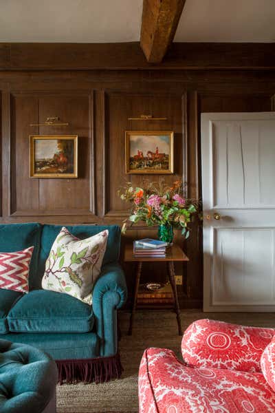 Eclectic Country House Office and Study. Dorset Farmhouse by Samantha Todhunter Design Ltd..