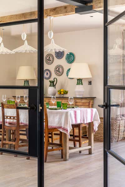  Modern Rustic Country House Dining Room. Dorset Barns by Samantha Todhunter Design Ltd..