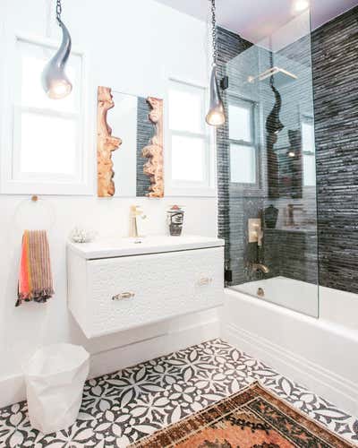  Mid-Century Modern Family Home Bathroom. Studio City Bungalow by Yvonne Randolph LLC.