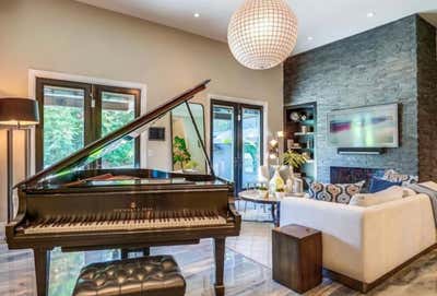  Organic Mid-Century Modern Vacation Home Living Room. Woodland Hills Estate by Yvonne Randolph LLC.