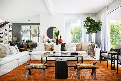  Maximalist Transitional Bachelor Pad Living Room. West Hollywood  by Peti Lau Inc.