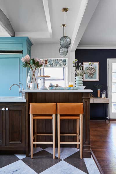  Preppy Bohemian Kitchen. A Hollywood Industry Executive Family Home by Peti Lau Inc.