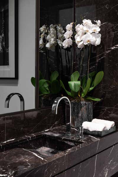  French Contemporary Apartment Bathroom. Regent's crescent London by Olga Ashby Interiors.