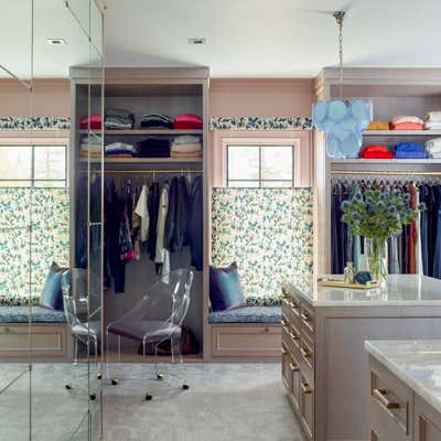  Coastal Beach Style Family Home Storage Room and Closet. Maximalist Westchester Interior Design  by Kati Curtis Design.