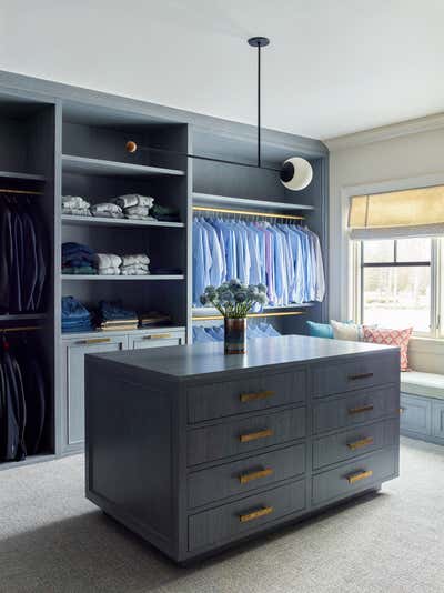  Beach Style Coastal Family Home Storage Room and Closet. Maximalist Westchester Interior Design  by Kati Curtis Design.