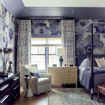 Contemporary Eclectic Family Home Bedroom. Maximalist Westchester Interior Design  by Kati Curtis Design.