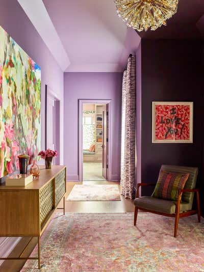  Hollywood Regency Family Home Entry and Hall. Maximalist Westchester Interior Design  by Kati Curtis Design.