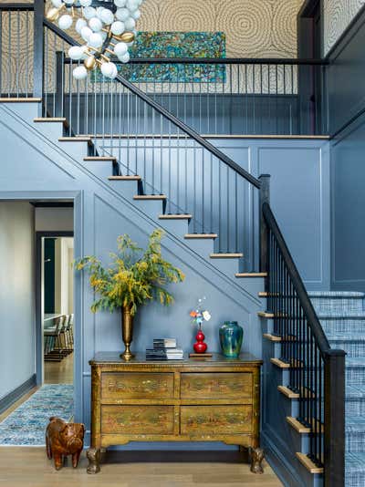  Beach Style Family Home Entry and Hall. Maximalist Westchester Interior Design  by Kati Curtis Design.