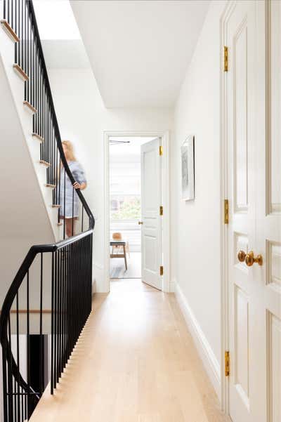 Transitional Entry and Hall. Brooklyn Heights Townhouse by Lucy Harris Studio.