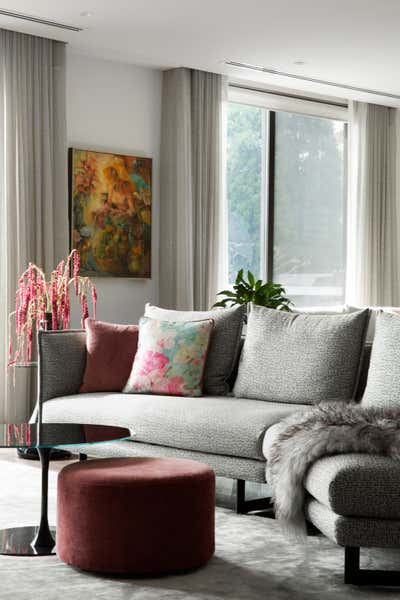  Hollywood Regency Apartment Living Room. Aubins  by Sara Levitas Design Studio.