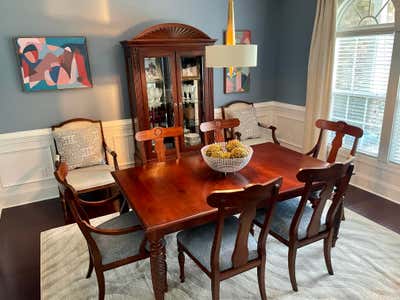  Art Deco Transitional Family Home Dining Room. Project Sugarberry by Kingston-Bryce Interiors.
