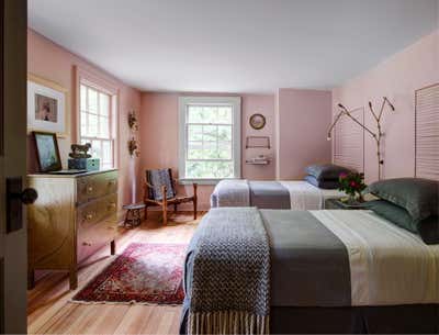  English Country Contemporary Country House Bedroom. Hudson Valley Residence by Hollymount, Ltd..
