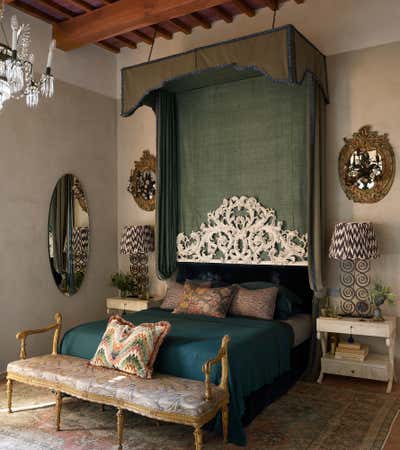  Maximalist Traditional Vacation Home Bedroom. Villa Medane  by Hubert Zandberg Interiors.