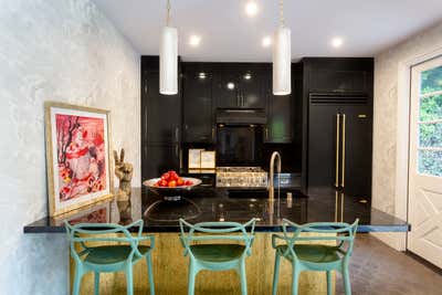  Eclectic Maximalist Vacation Home Kitchen. Pasadena Poolhouse by Michelle Workman Interiors.