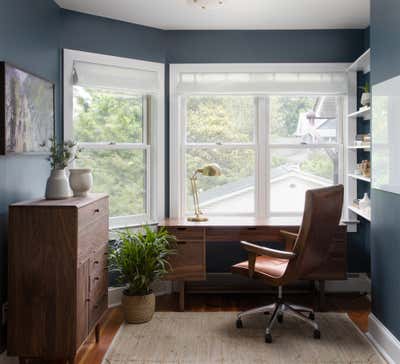  Mid-Century Modern Eclectic Family Home Office and Study. Osbourne Project by Laura Hodges Studio.