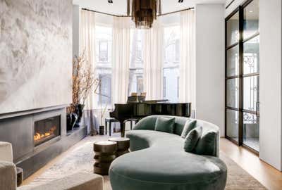  Bohemian Art Deco Family Home Living Room. Townhouse in New York City by Ychelle Interior Design.