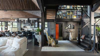 Rustic Arts and Crafts Beach House Lobby and Reception. Lake House by Paul Hardy Design Inc..