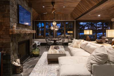  Rustic Arts and Crafts Beach House Living Room. Lake House by Paul Hardy Design Inc..