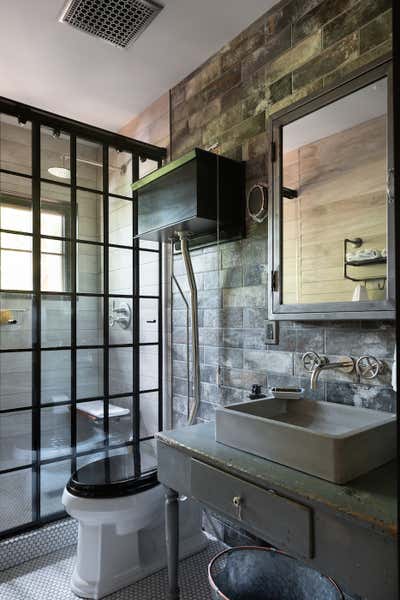  Rustic Arts and Crafts Beach House Bathroom. Lake House by Paul Hardy Design Inc..