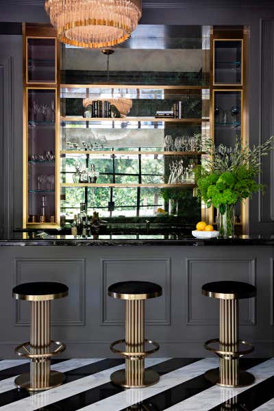  Art Nouveau Hollywood Regency Family Home Bar and Game Room. Perugia Road by KES Studio.