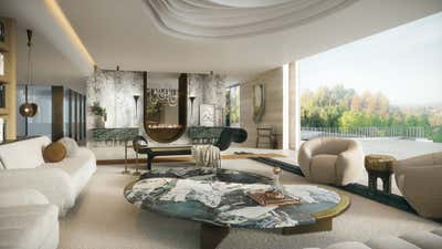  Art Deco Family Home Living Room. Bel Air - New Construction by KES Studio.
