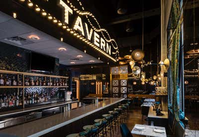  Eclectic Hollywood Regency Restaurant Bar and Game Room. GJ Tavern by Nest Design Group.