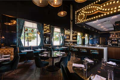  Eclectic Hollywood Regency Restaurant Kitchen. GJ Tavern by Nest Design Group.
