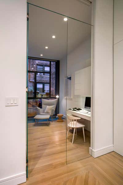 Contemporary Office and Study. UPPER WEST SIDE LANDMARK TOWNHOUSE by Michael Wood & Co..