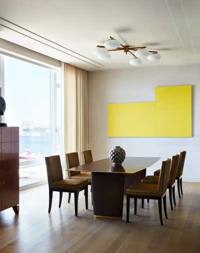  Transitional Apartment Dining Room. Hudson River Pied-à-Terre by Ries Hayes.