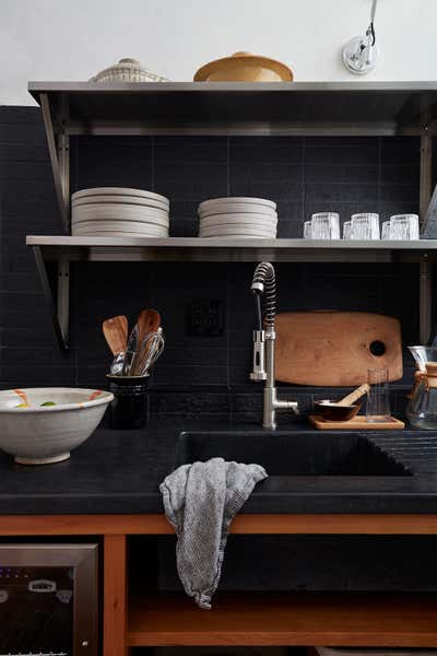  Minimalist Modern Mid-Century Modern Office Kitchen. Lyon Creative Agency by Landed Interiors & Homes.