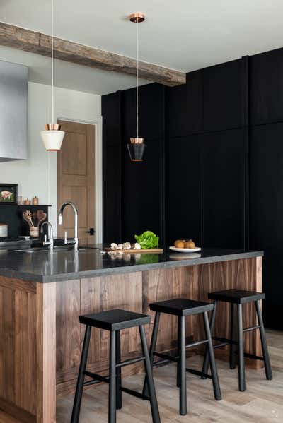  Transitional Industrial Vacation Home Kitchen. Park City Mountain House by Two Muse Studios.