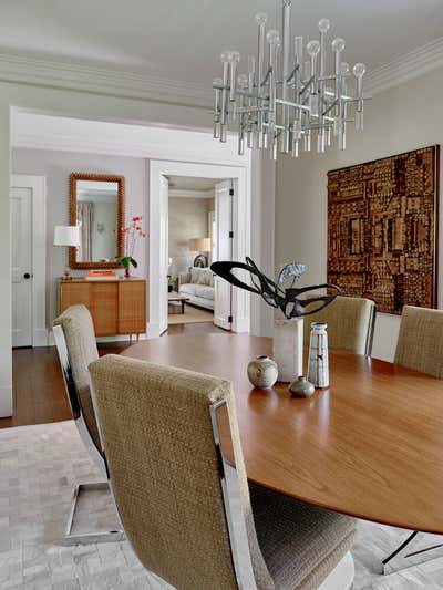  Coastal Mid-Century Modern Country House Dining Room. Designer's Own by Halcyon Design, LLC.
