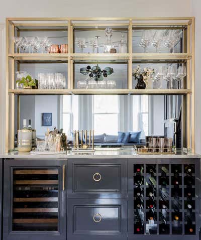  Contemporary Family Home Bar and Game Room. Marlborough Street Pied-a-Terre  by Elms Interior Design.