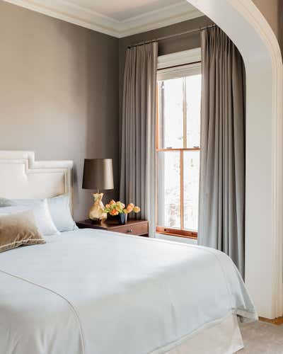  Transitional Family Home Bedroom. West Brookline Brownstone by Elms Interior Design.