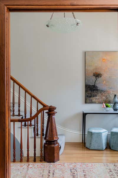 Transitional Entry and Hall. West Brookline Brownstone by Elms Interior Design.