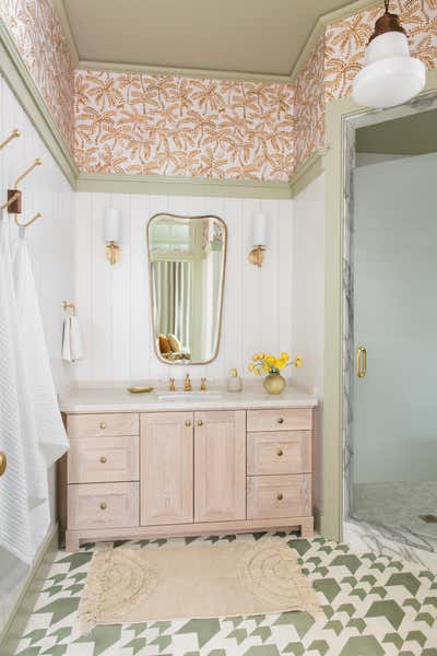  Tropical Arts and Crafts Beach House Bathroom. Work Hard Play Harder by Cortney Bishop Design.