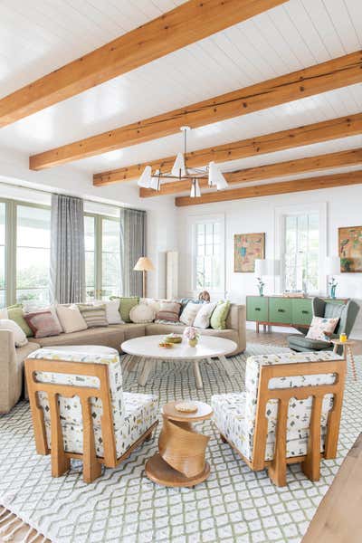  Tropical Arts and Crafts Beach House Living Room. Work Hard Play Harder by Cortney Bishop Design.