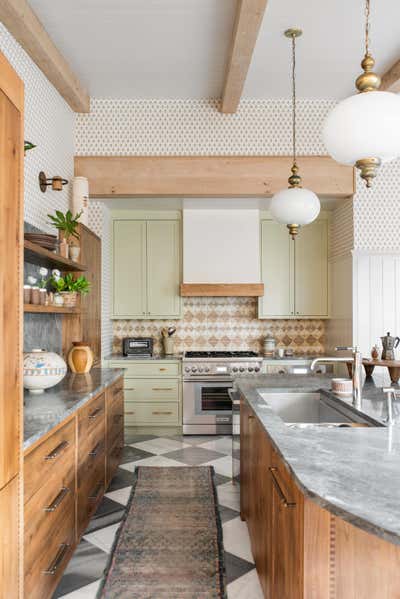  Arts and Crafts Family Home Kitchen. Island Bohemian by Cortney Bishop Design.