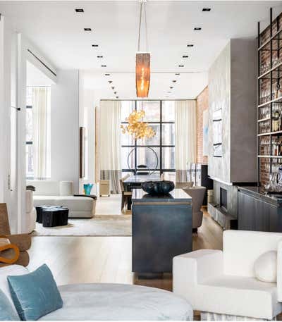  Contemporary Industrial Family Home Living Room. Townhouse in New York City by Ychelle Interior Design.