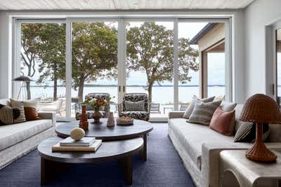  Coastal Contemporary Beach House Living Room. Waterfront Sag Harbor Home by Katch Interiors.
