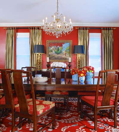  Asian British Colonial Family Home Dining Room. Westchester, NY Tudor Revival Residence by Keita Turner Design.