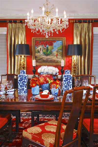  Hollywood Regency Family Home Dining Room. Westchester, NY Tudor Revival Residence by Keita Turner Design.