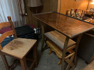 Rustic Mixed Use Bar and Game Room. Pub Table by Everything Ellis Designs.