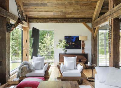 Contemporary Vacation Home Living Room. The Lodge  by The Brooklyn Home Co..