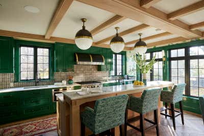  Eclectic Family Home Kitchen. Colorful Tudor Home Interior Design  by Kati Curtis Design.