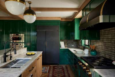  Bohemian Maximalist Family Home Kitchen. Colorful Tudor Home Interior Design  by Kati Curtis Design.