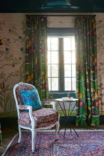  Bohemian Family Home Bedroom. Colorful Tudor Home Interior Design  by Kati Curtis Design.