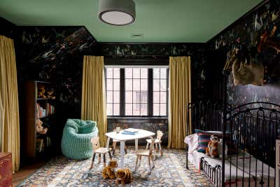  Transitional Family Home Children's Room. Colorful Tudor Home Interior Design  by Kati Curtis Design.