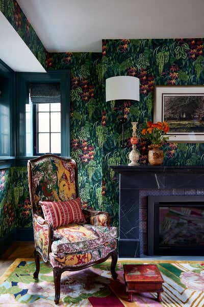  Maximalist Bedroom. Colorful Tudor Home Interior Design  by Kati Curtis Design.